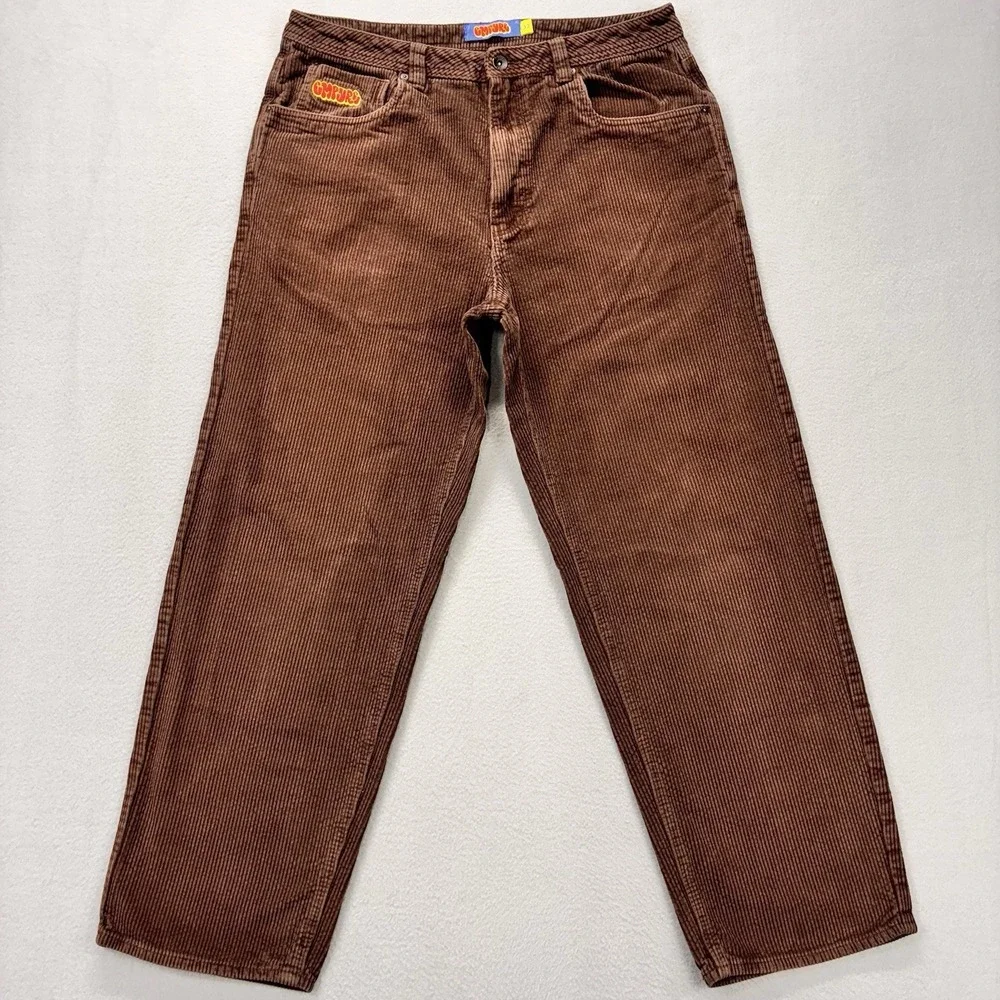 Empyre Corduroy Pants Mens‎ 33x28 Relaxed Fit Brown Skater Streetwear Baggy Y2K